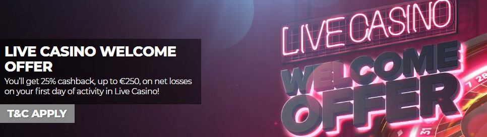 By accessing the Live Casino option you can find live games
