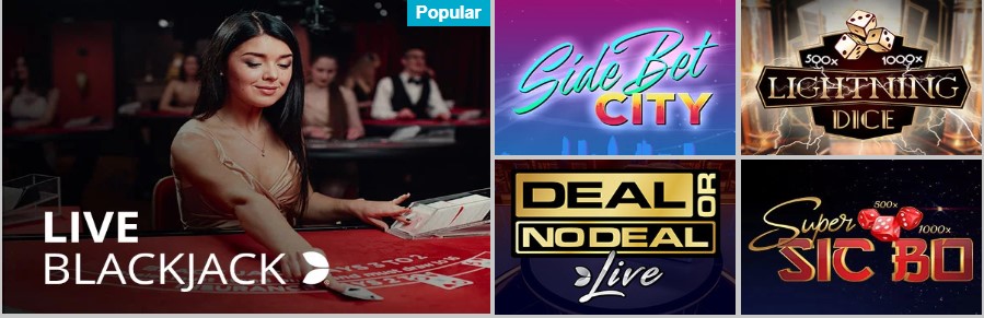 In this casino you will find a good variety of live casino games